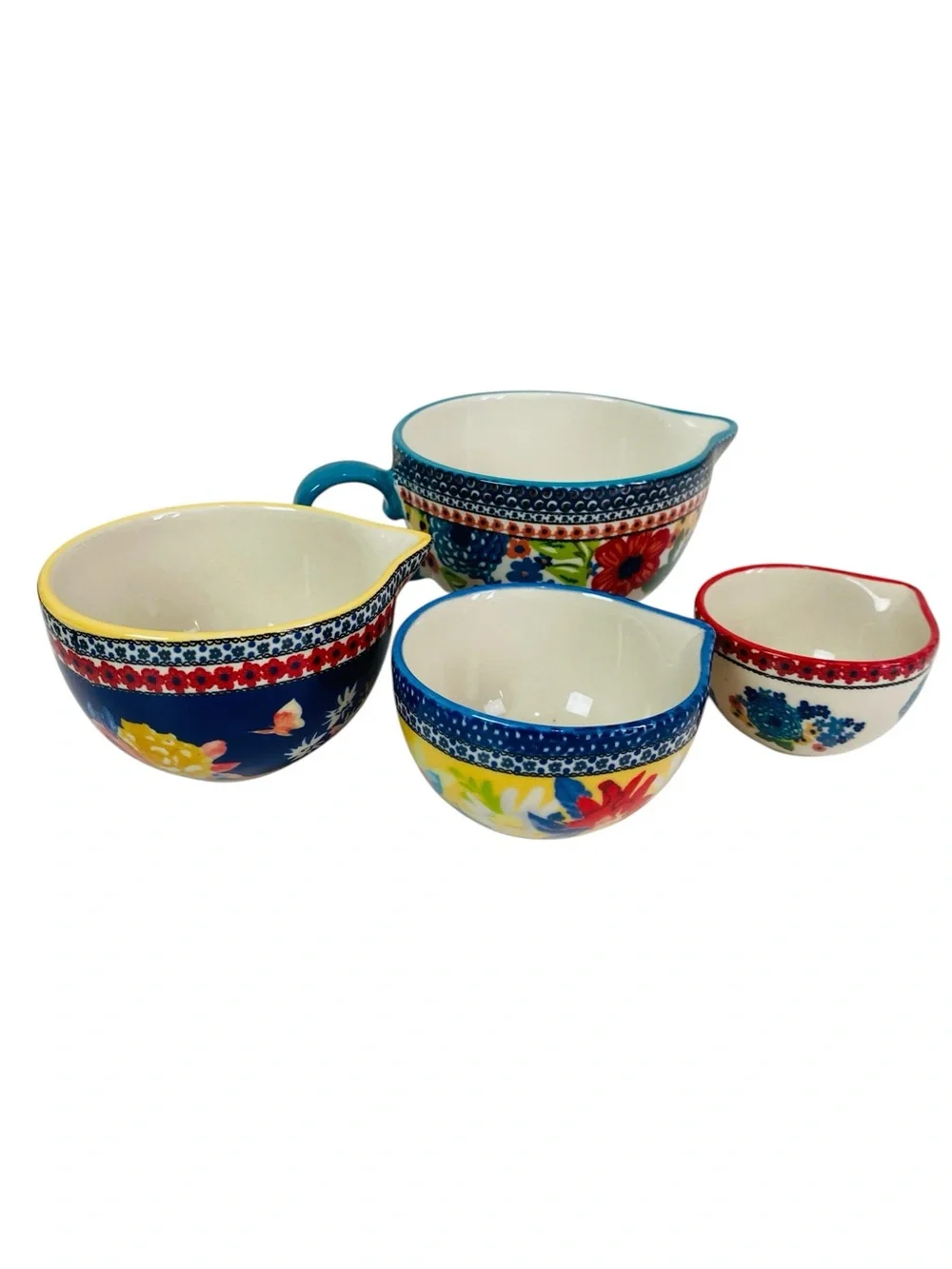 The Pioneer Woman Dazzling Dahlias 4 Piece Nesting Stoneware Measuring Cup Set